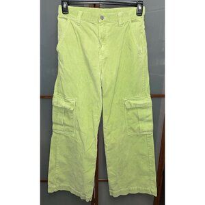 Brandy Melville J. Galt Tatum Neon Line Green Rave Corduroy Cargo Pants Size S